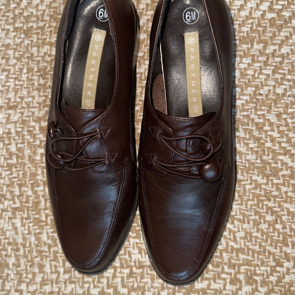 Brown Leather Slip-On Loafers with Polished Finish